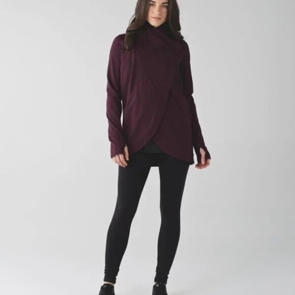 Lululemon That's A Wrap Cardigan Jacket Heathered Bordeaux Drama Plum Sz 4 - Picture 8 of 8